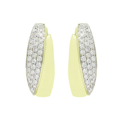 Diamond Hoop Earrings in 10k Yellow Gold